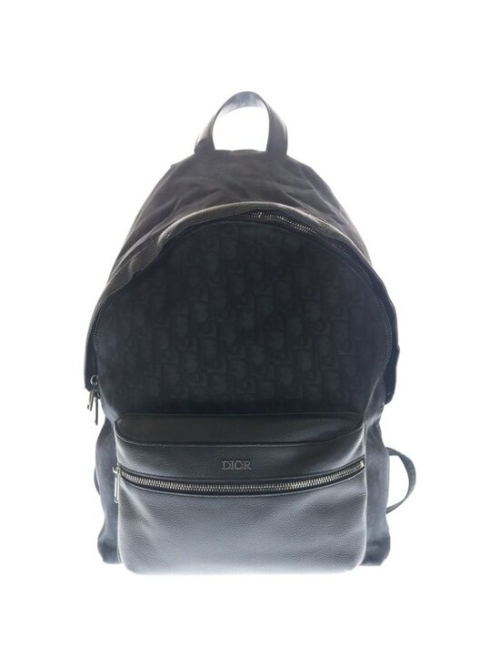 Dior Handbags - Dior Oblique Backpack Black Leather Nylon Gunmetal